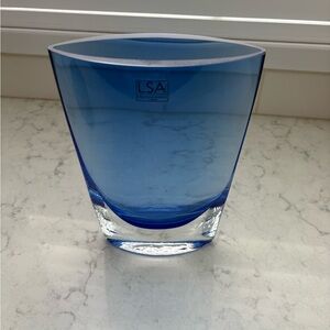 LSA International Blue Mouthblown Glass Vase